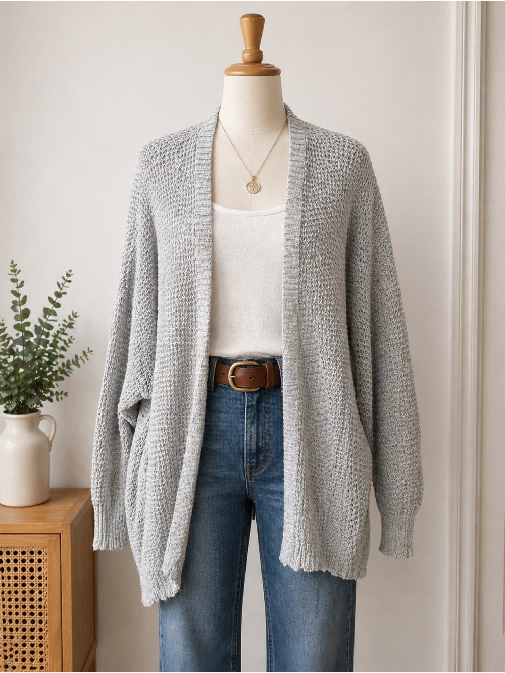 American Eagle Outfitters Knit Cardigan Gray Open Front Cozy Sweater M